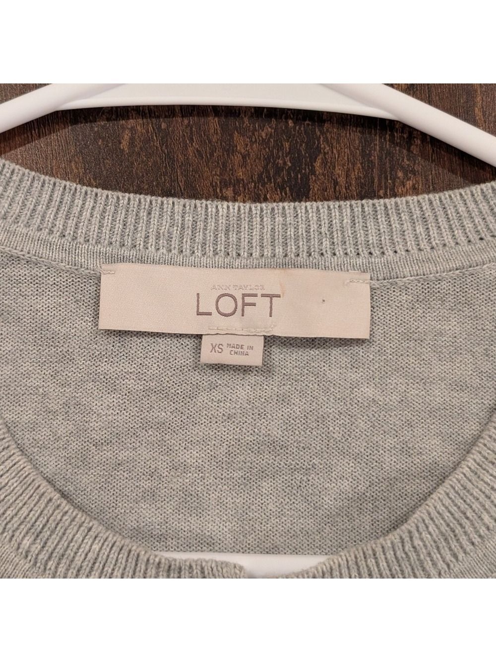 LOFT Women's Gray Cardigan with Black Trim 100% Pima Cotton,3/4 Sleeves Size XS - Picture 4 of 7
